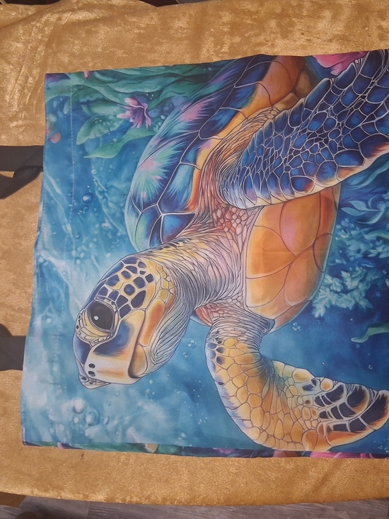 Handbags - Colorful Sea Turtle Tote Bag - Blue & Orange